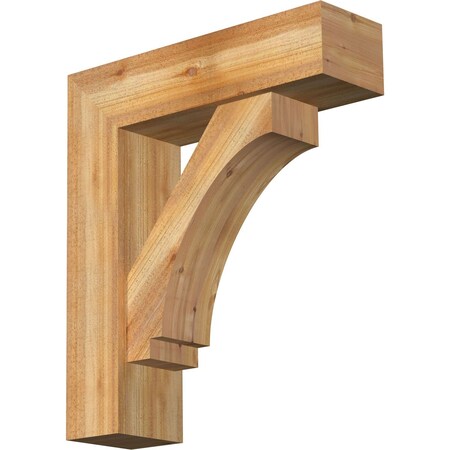 Ekena Millwork Imperial Block Rough Sawn Bracket w/ Offset Brace, Western Red Cedar, 8"W x 28"D x 32"H BKT0806X28X32IMP05RWR